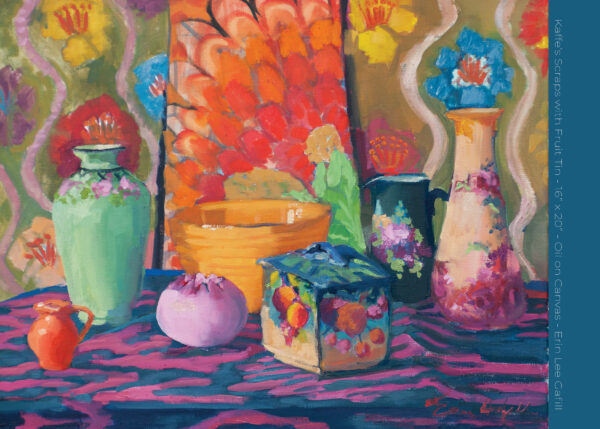 Kaffe's Scraps with Fruit Tin - 16” x 20” - Oil on Canvas - Erin Lee Gafill