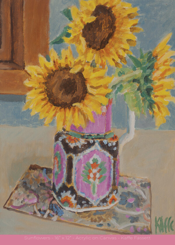 Sunflowers - 16” x 12” - Acrylic on Canvas - Kaffe Fassett