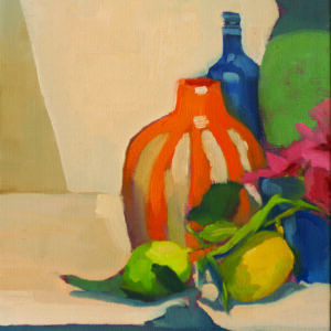Orange Striped Vase, Lemons from Garden by Erin Lee Gafill