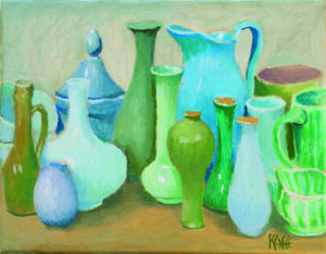 Holly's Vases, Blue and Green by Kaffe Fassett
