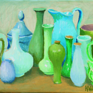 Holly's Vases, Blue and Green by Kaffe Fassett